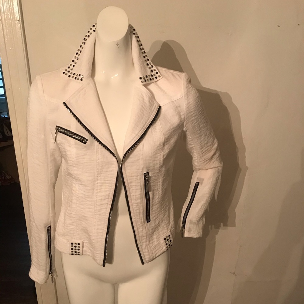 White Studded Utility Jacket